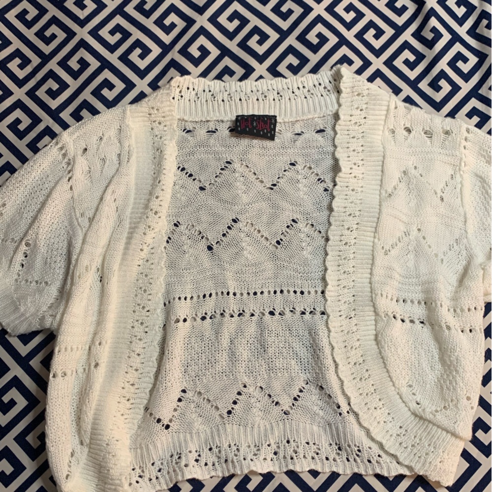 Hot Shot White Crop top cardigan womens small